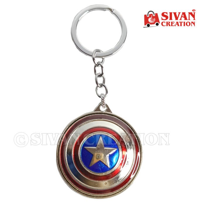 Captain America Rotating Shield Keychain – Marvel Avengers Metal Spinner Keyring, Superhero Collectible Accessory, Gift for Marvel Fans
