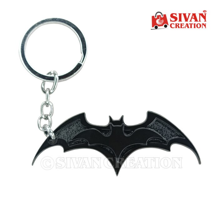 Batman Vintage Logo Black Metal Keychain | DC Comics Superhero Keychain | Durable Lightweight Metal Key Ring | Batman Logo Keychain for Fans & Collectors