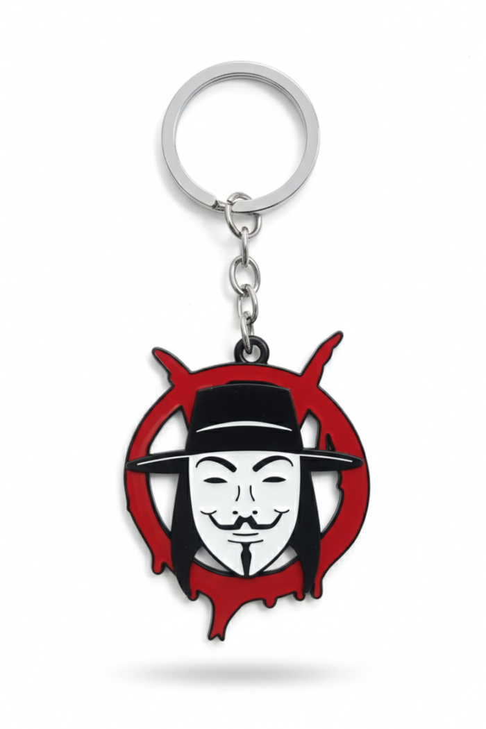 Vendetta Mask Keychain | V for Vendetta Inspired Metal Key Ring Collectible