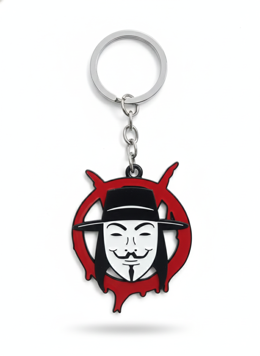 Vendetta Mask Keychain | V for Vendetta Inspired Metal Key Ring Collectible