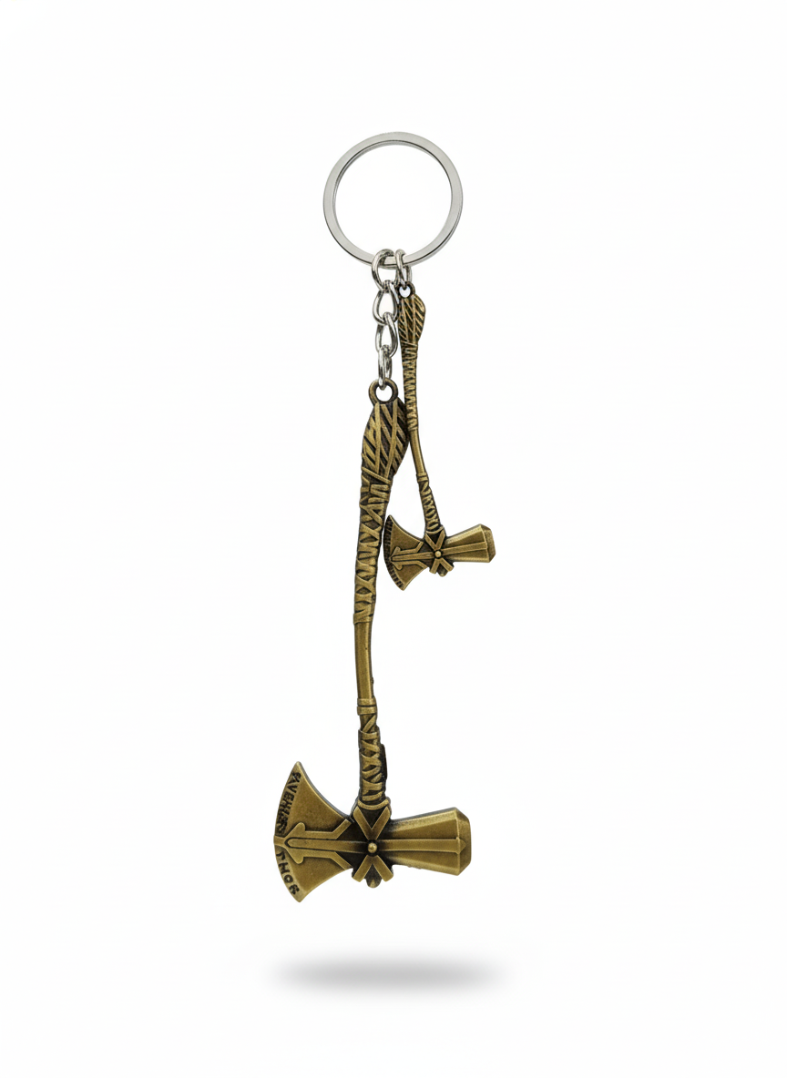 Thor Golden Axe Key Chain | Marvel Avengers Stormbreaker Style Metal Key Ring Collectible
