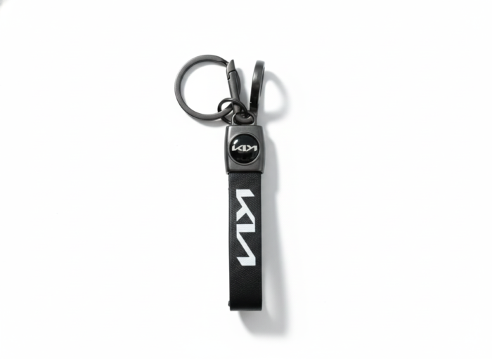 KIA Cars Premium Leather & Metal Keychain | Black Car Key Ring Stylish Auto Accessory