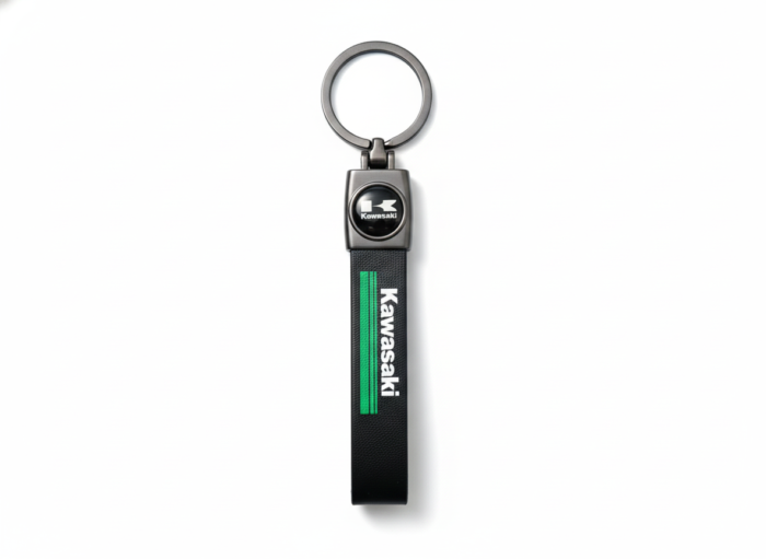 Kawasaki Motorcycles Premium Leather & Metal Keychain | Black Bike Key Ring Rider Accessory