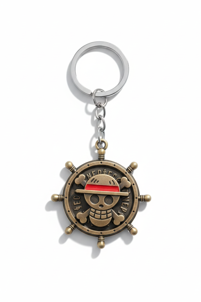 One Piece Logo Rotating Metal Keychain | Anime Spinner Key Ring Pirate Collectible