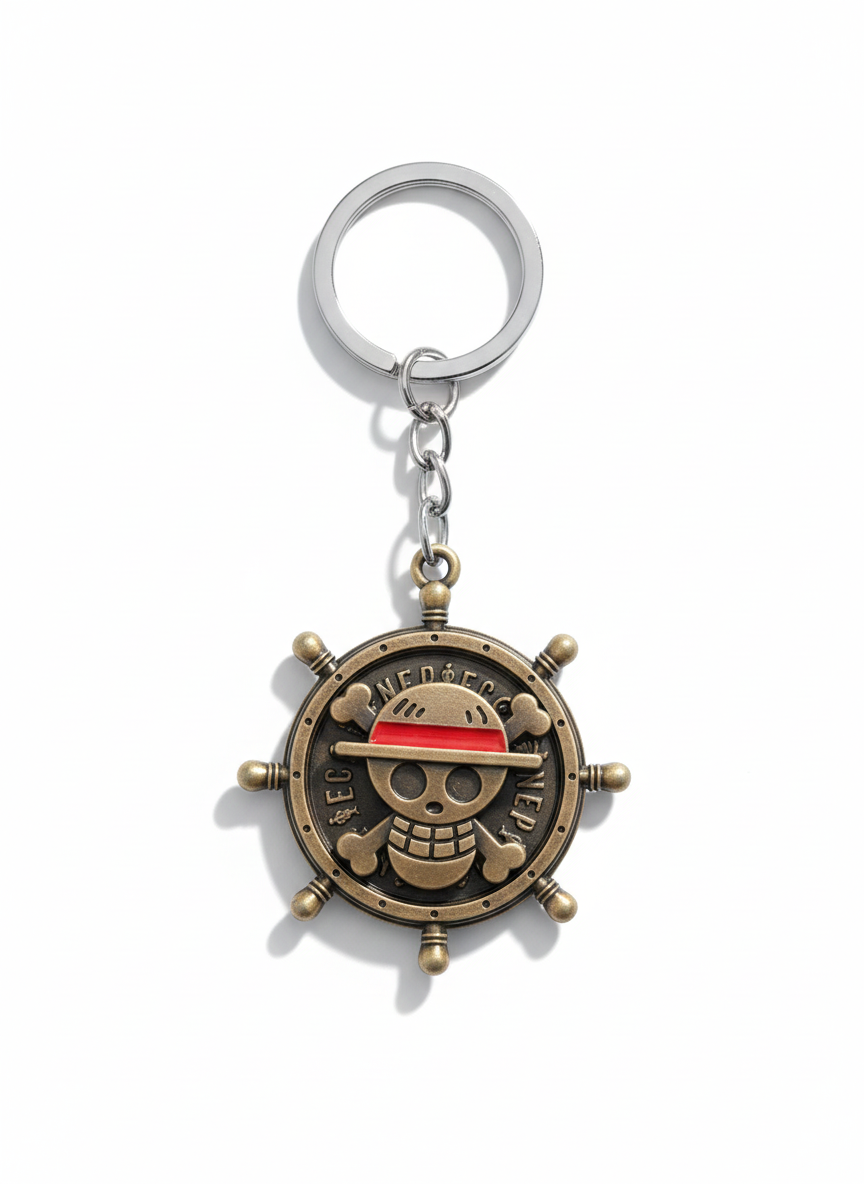 One Piece Logo Rotating Metal Keychain | Anime Spinner Key Ring Pirate Collectible