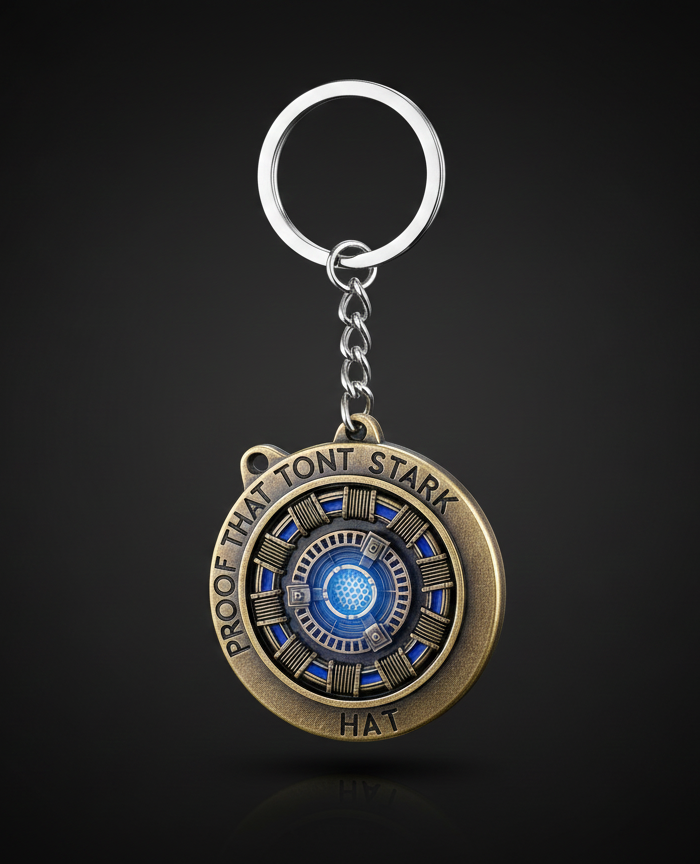 Iron Man Arc Reactor Rotating Keychain – Marvel Heart Core Metal Spinner Key Ring