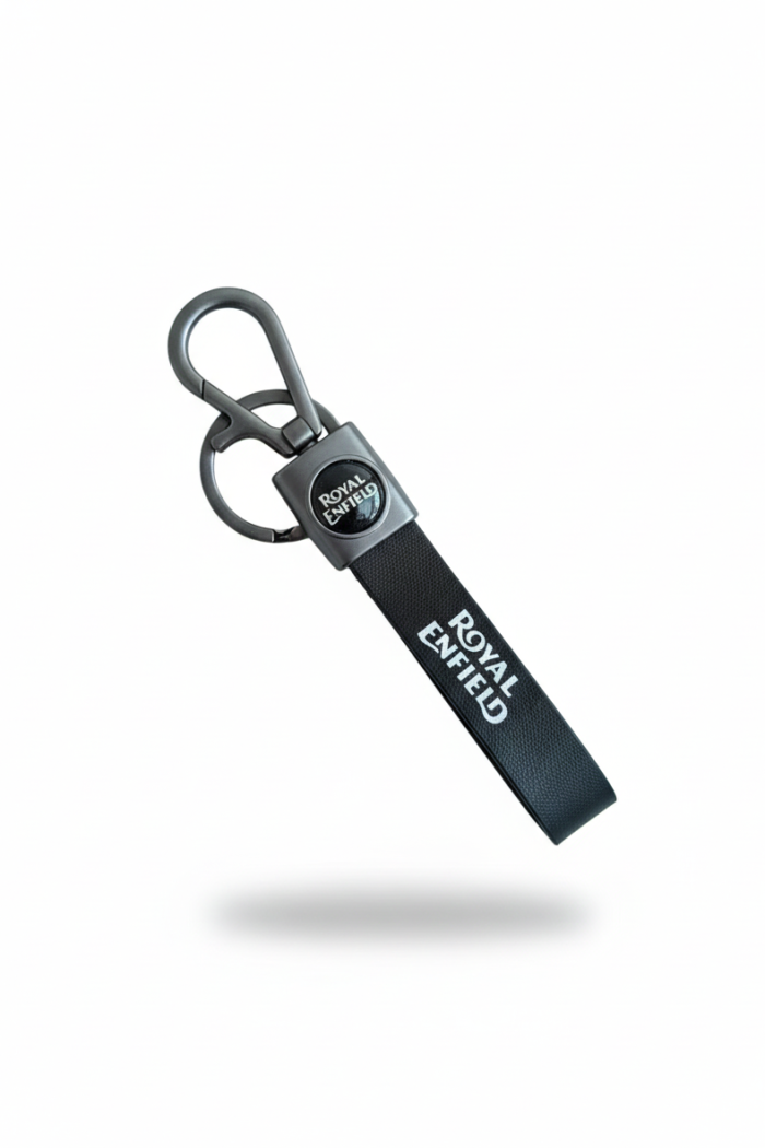 Royal Enfield Bullet Premium Leather & Metal Keychain | Black Bike Key Ring Accessory