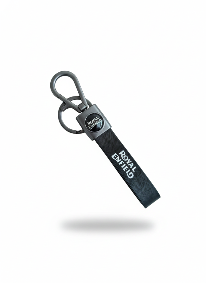 Royal Enfield Bullet Premium Leather & Metal Keychain | Black Bike Key Ring Accessory