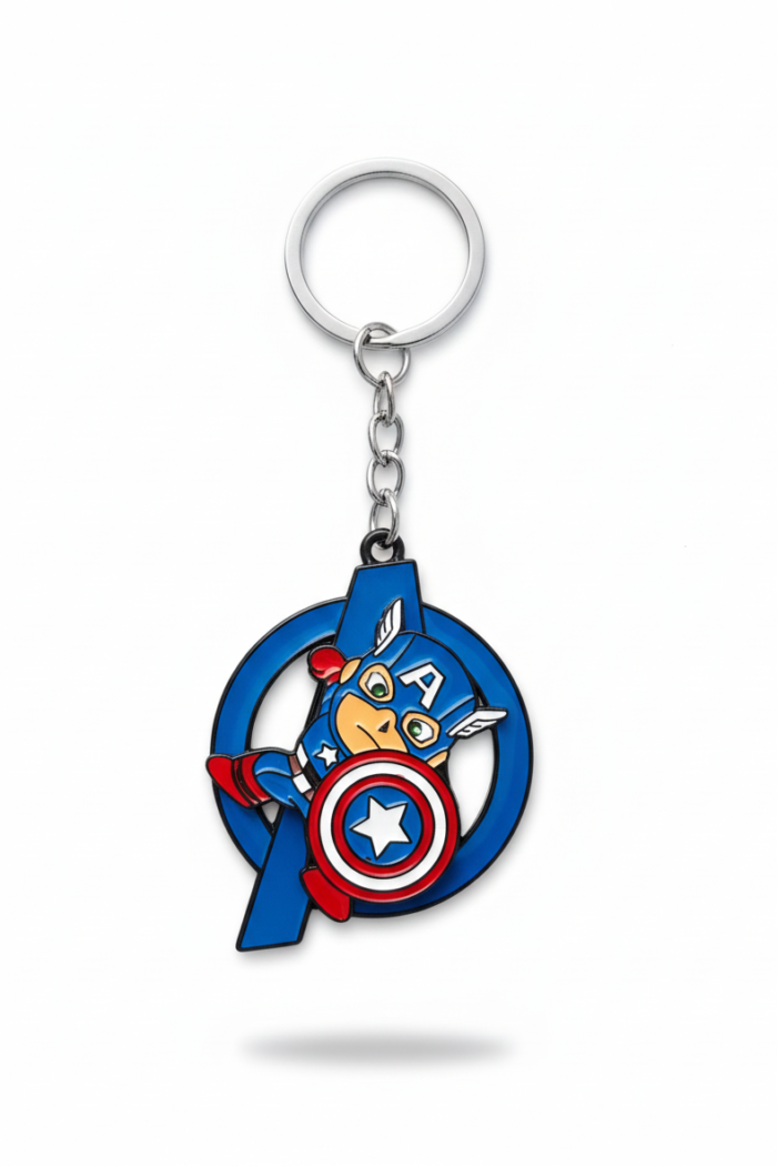 Captain America Rotating Spinning Keychain | Marvel Avengers Metal Spinner Superhero Key Ring