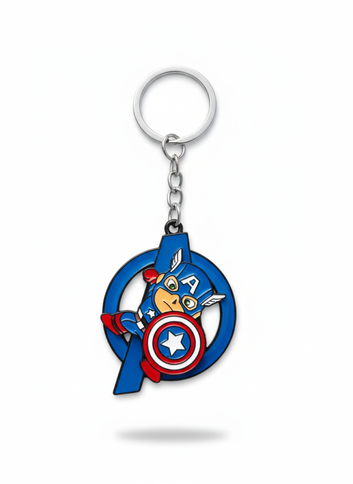 Captain America Rotating Spinning Keychain | Marvel Avengers Metal Spinner Superhero Key Ring