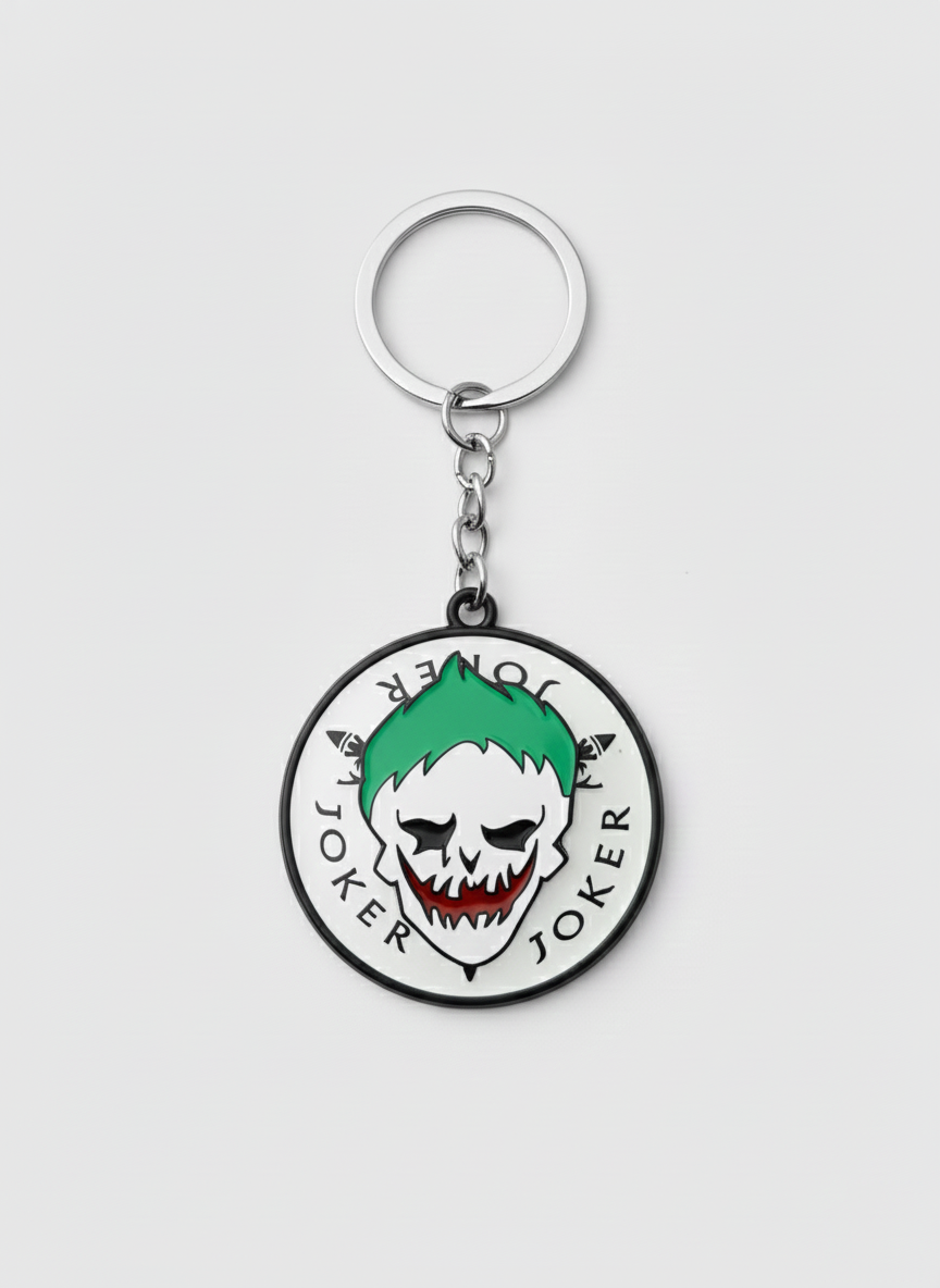 DC Joker Keychain – Spinning Revolving Rotating Metal Key Ring Collectible