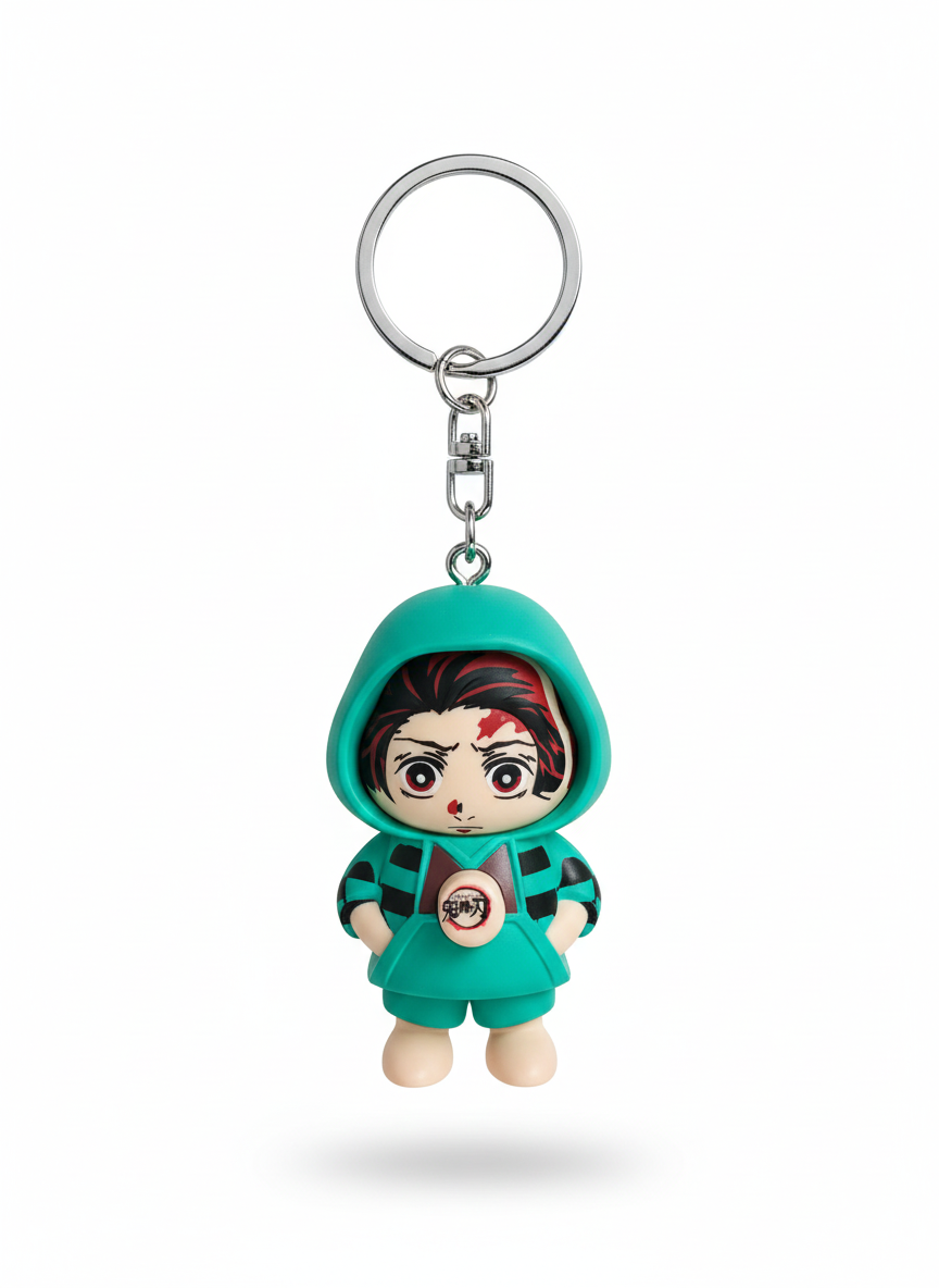 Tanjiro Kamado Face-Changing Keychain | Demon Slayer Rotating Expression Anime Key Ring