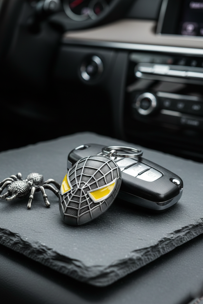 Spider-Man Face Metal Keychain – Marvel Superhero Key Ring Collectible