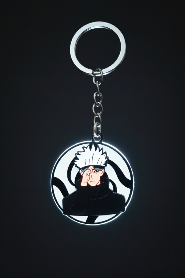 Gojo Rotating Metal Keychain – Anime Spinner Key Ring Collectible