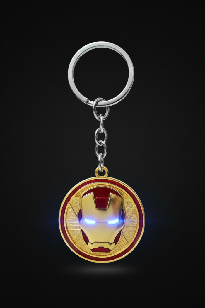 Iron Man Face Rotating Keychain | Marvel Avengers Metal Spinner Superhero Key Ring Collectible