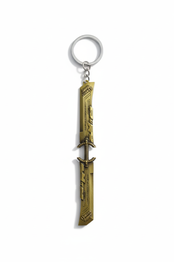Thanos Double-Bladed Sword Keychain | Marvel Avengers Metal Weapon Key Ring Collectible