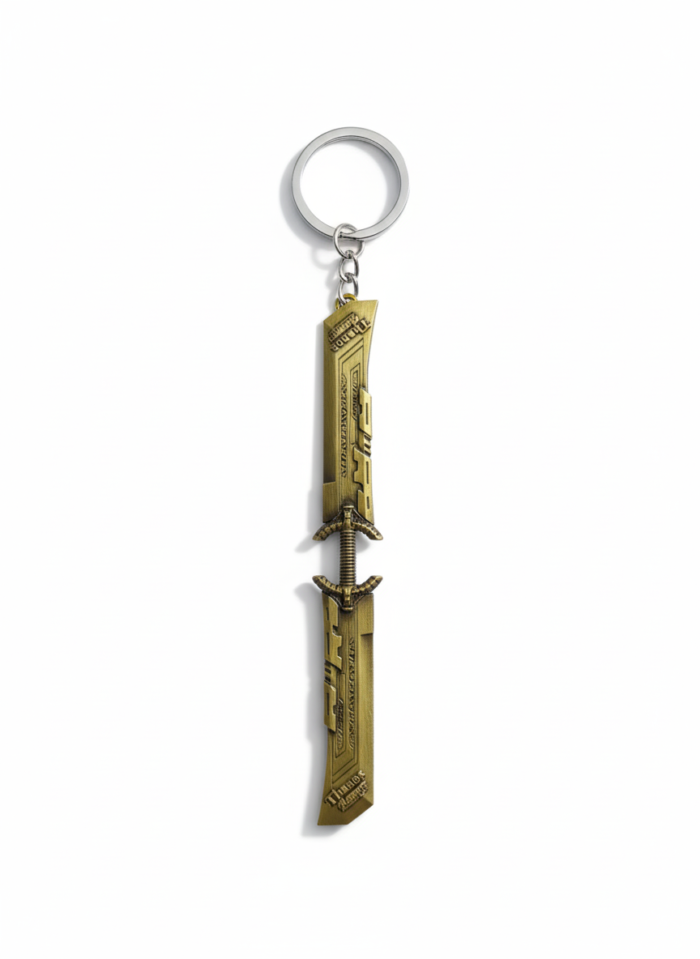 Thanos Double-Bladed Sword Keychain | Marvel Avengers Metal Weapon Key Ring Collectible