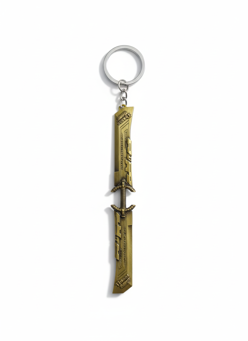 Thanos Double-Bladed Sword Keychain | Marvel Avengers Metal Weapon Key Ring Collectible