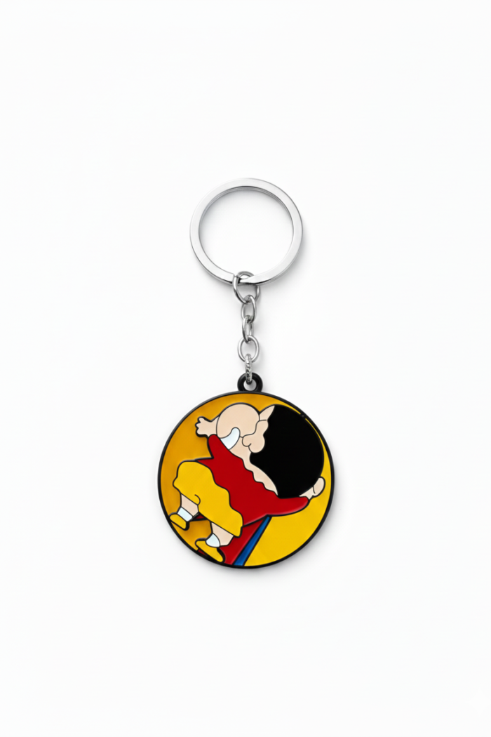 Shinchan Spinning Metallic Keychain | Anime Rotating Metal Key Ring Cute Collectible