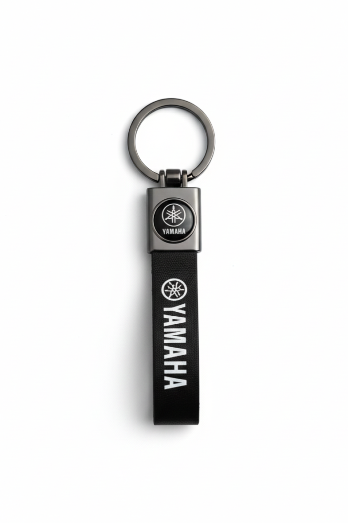 Yamaha Motorcycles Premium Leather & Metal Keychain | Black Bike Key Ring Rider Accessory