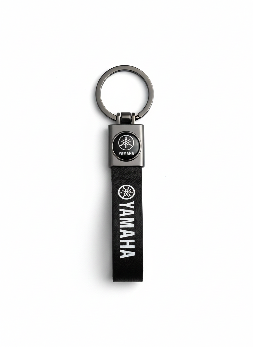 Yamaha Motorcycles Premium Leather & Metal Keychain | Black Bike Key Ring Rider Accessory