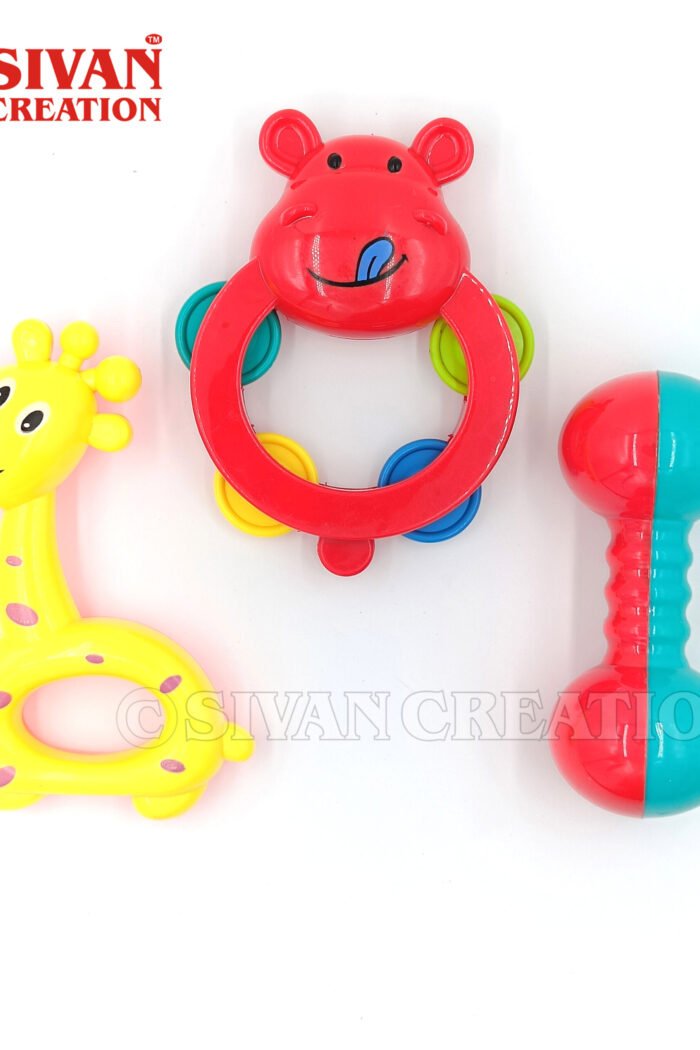 Multi-Colored Baby Rattle Toys for Kids (Set of 3) | Sensory Development Infant Toys | Colorful Teething Rattle for Babies | Hand Grip & Coordination Toy