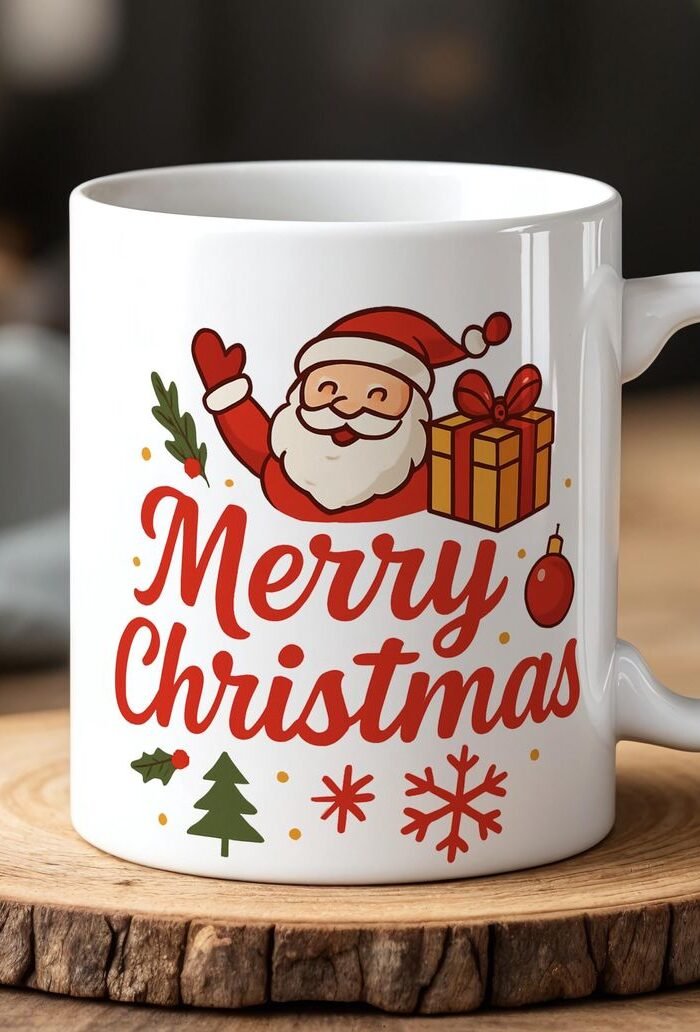 Merry Christmas Mug – Christmas Coffee Mug Ceramic | Holiday Gift for Women & Men | Cute Santa Cup | Christmas Kitchen Decor