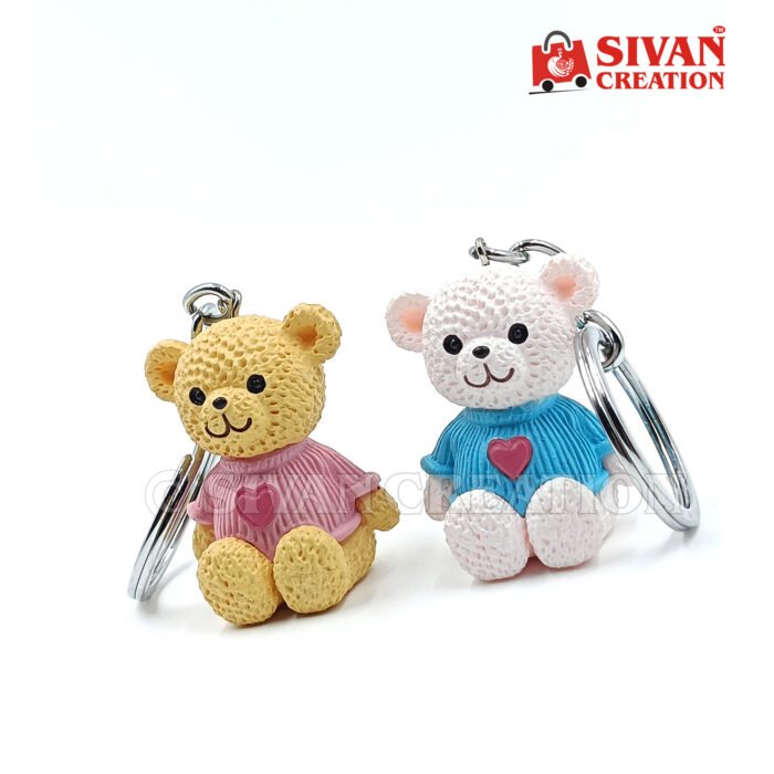 Pair Resin Teddy Keychain – Cute Handmade Teddy Bear Keyrings, Couple Gifts, Best Friend & Bag Charm, Birthday & Valentine’s Day Gift