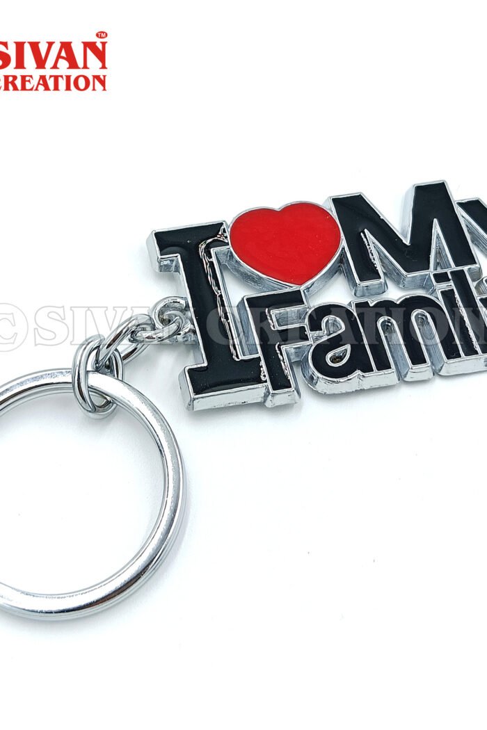 I Love My Family Metal Keychain – Stylish Heart Design Key Ring for Car, Bike & Home Keys