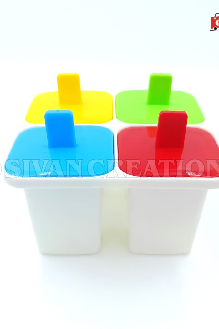 4 Slot Popsicle Mold Ice Candy Maker – Reusable Ice Cream Mould for Home, Kulfi, Juice & Chocolate Pops