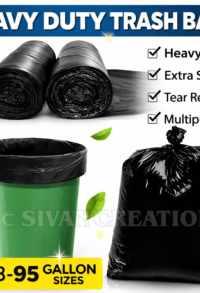 Black Garbage Cover | Heavy Duty Trash Bags | Leak Proof Dustbin Bags | Disposable Garbage Bags for Home, Office & Kitchen