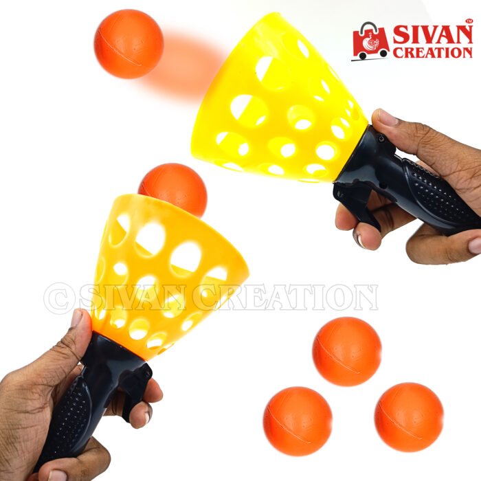 Pop Catch Ball Toy Gun for Kids – Handheld Ball Catching Shooting Toy with Soft Balls, Indoor & Outdoor Fun Game