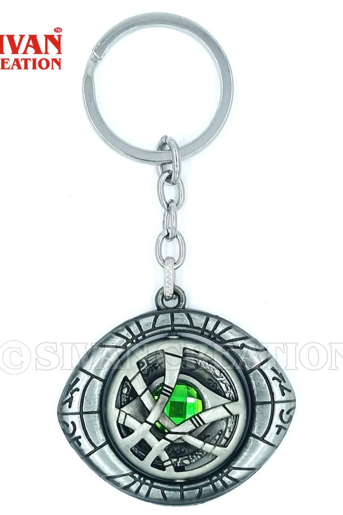 Doctor Strange Eye of Agamotto Keychain | Marvel Avengers Time Stone Spinner Keyring | Rotating Mystic Pendant Metal Keychain
