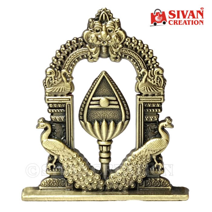 Metal Shivling Idol with Peacock Arch – Decorative Lord Shiva Showpiece for Home Temple & Decor