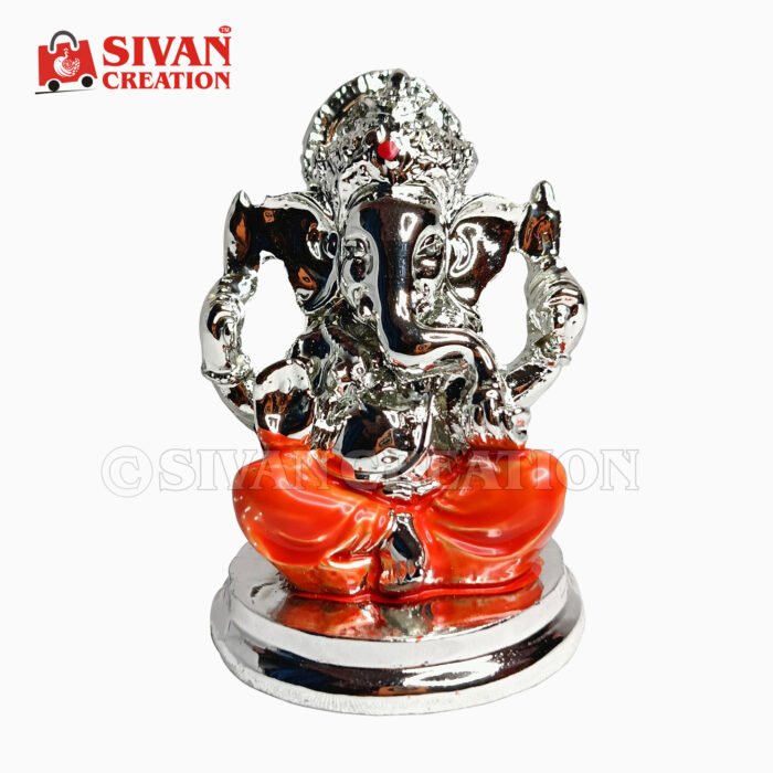 Resin Silver Ganesh Statue – Lord Ganesha Figurine for Home, Office & Spiritual Decor