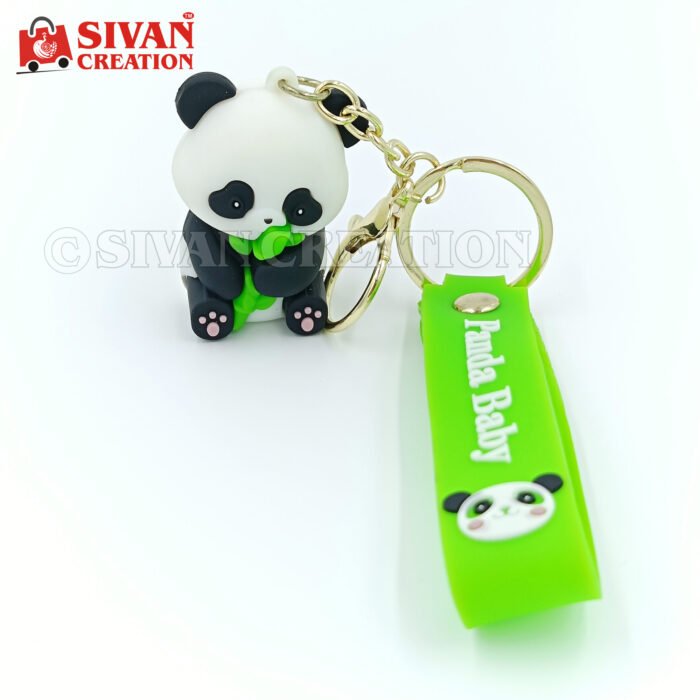 Rubber Panda Keychain – White Color Cute Panda Keyring, Bag Charm, Kids & Adult Gift, Durable Soft Rubber Accessory