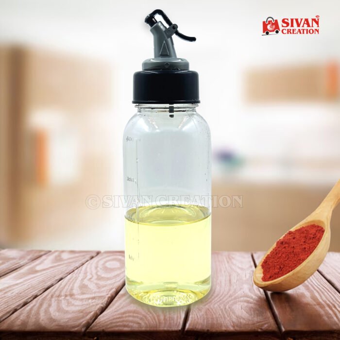 Oil Dispenser Bottle with Pour Spout | Transparent Kitchen Oil Bottle with Measuring Mark | Refillable Cooking Oil Dispenser