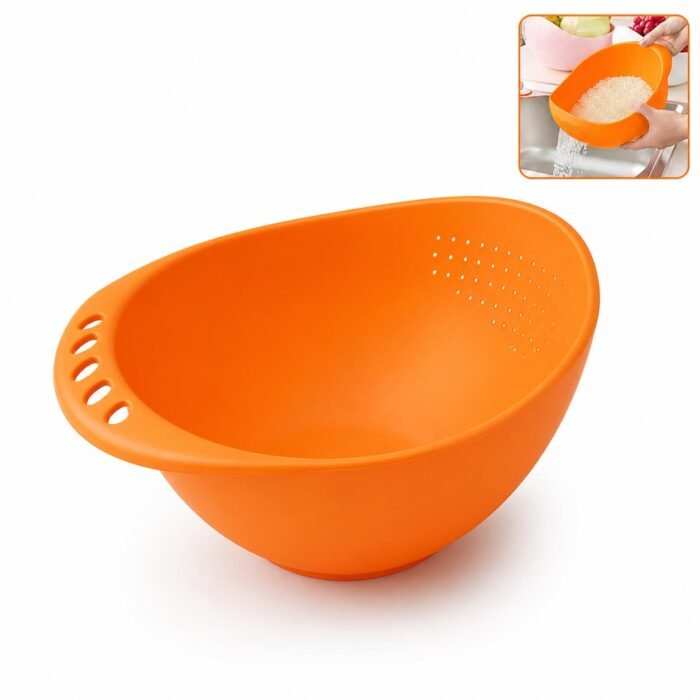 Rice Washing Bowl with Strainer & Handle