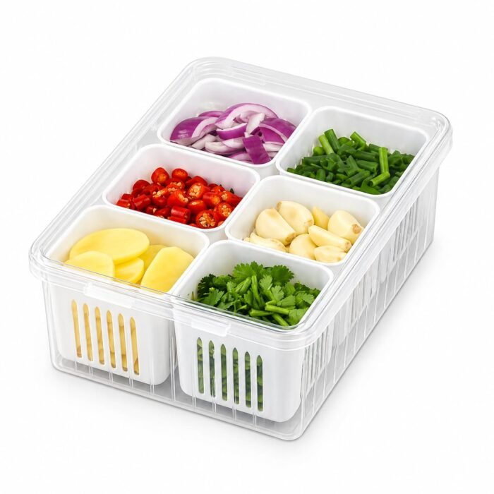 6 Grid Vegetable Storage Container for Fridge