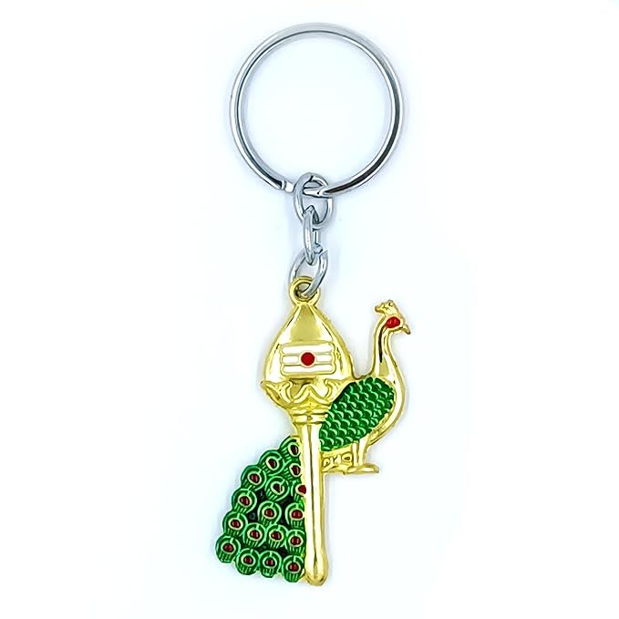 Lord Murugan Om Vel Peacock Keychain