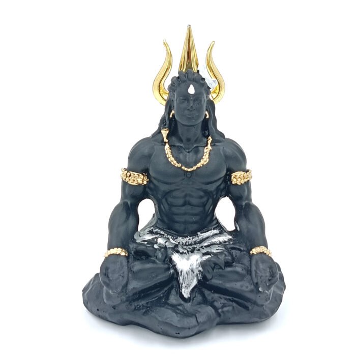 Lord Shiva Statue 9.5 cm | Meditating Lord Shiva Idol in Padmasana with Trishul | Mini Adiyogi Figurine for Home Temple, Office Desk, Puja Gift, Car Dashboard Decor | Hindu God Figurine