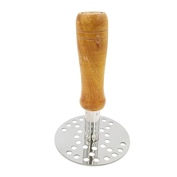Stainless Steel Potato Masher with Wooden Handle