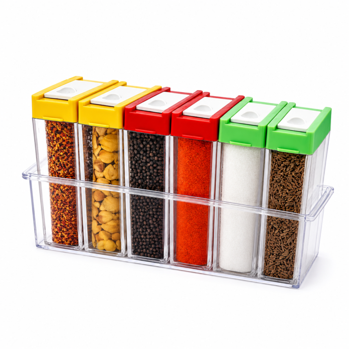 6 Modular Spice Container Set with Rack