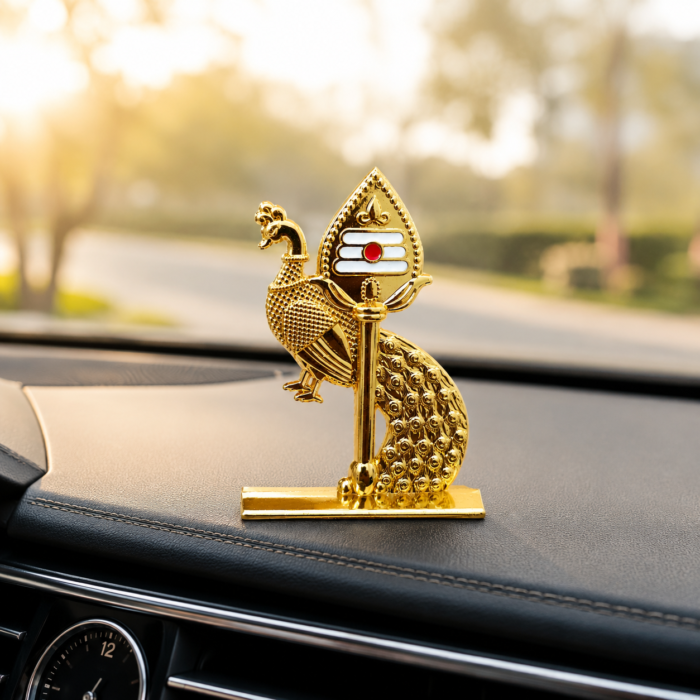 Murugan Vel Peacock Car Dashboard Idol