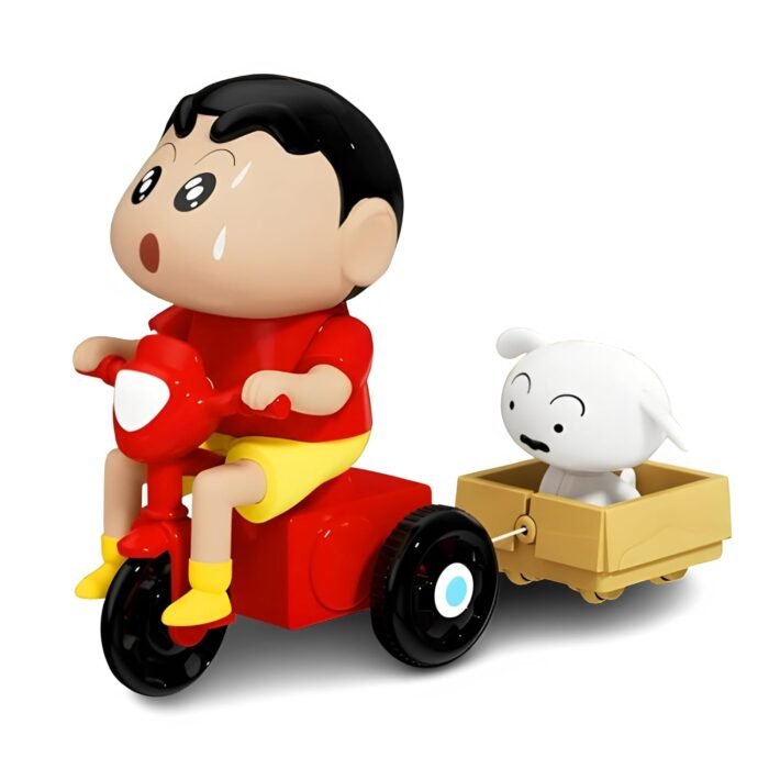 Shin Chan Tricycle with Shiro Trailer Toy | Cute Cartoon Collectible Figure