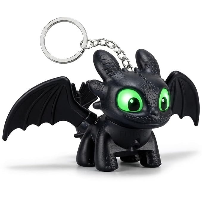 Fury Dragon Keychain With Glowing Green Eyes | Premium Night Fury Keyring