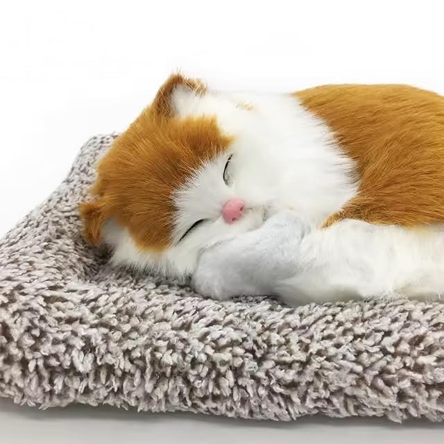 Sleeping Cat Plush Toy with Press Sound